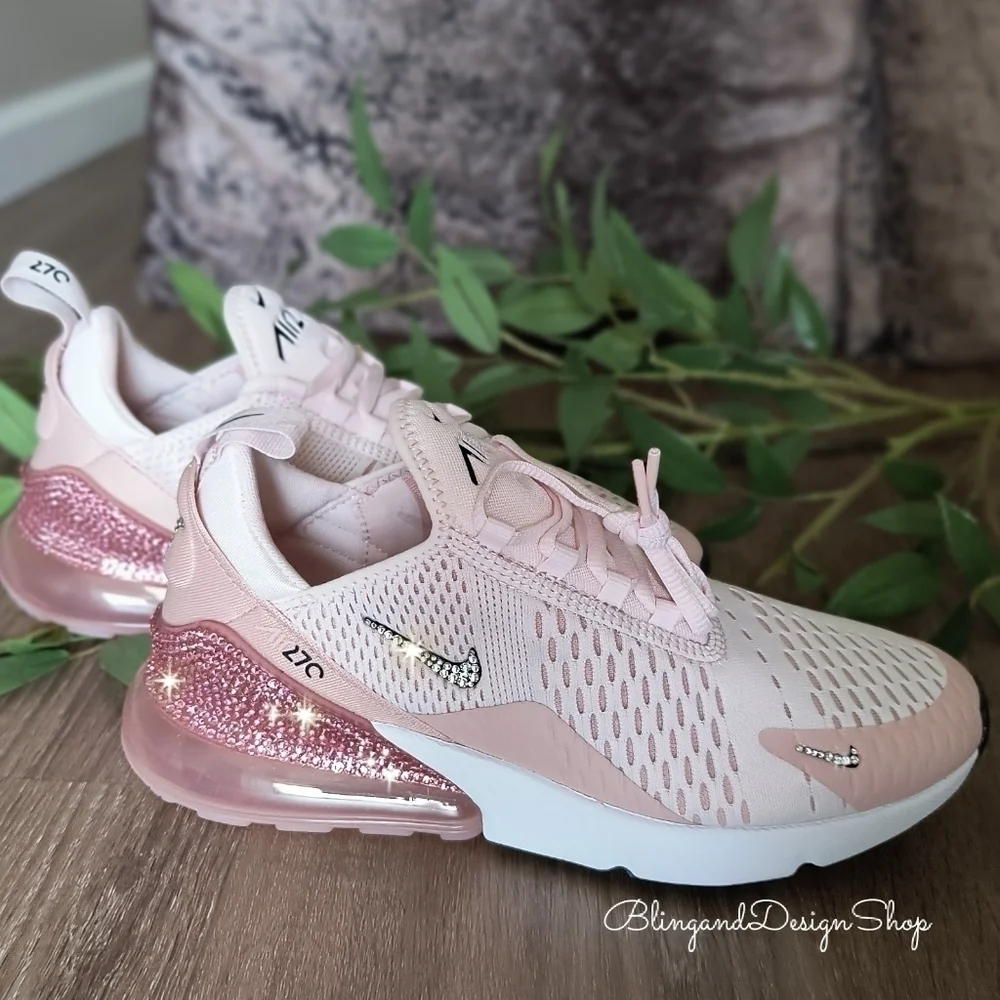 Nike Air Max 270 Pink Sneakers made with Swarovski Crystals Custom